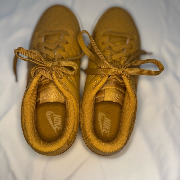 Women's Nike Dunk Low in Wheat/Sail Quilted Sneakers - Picture 3 of 7